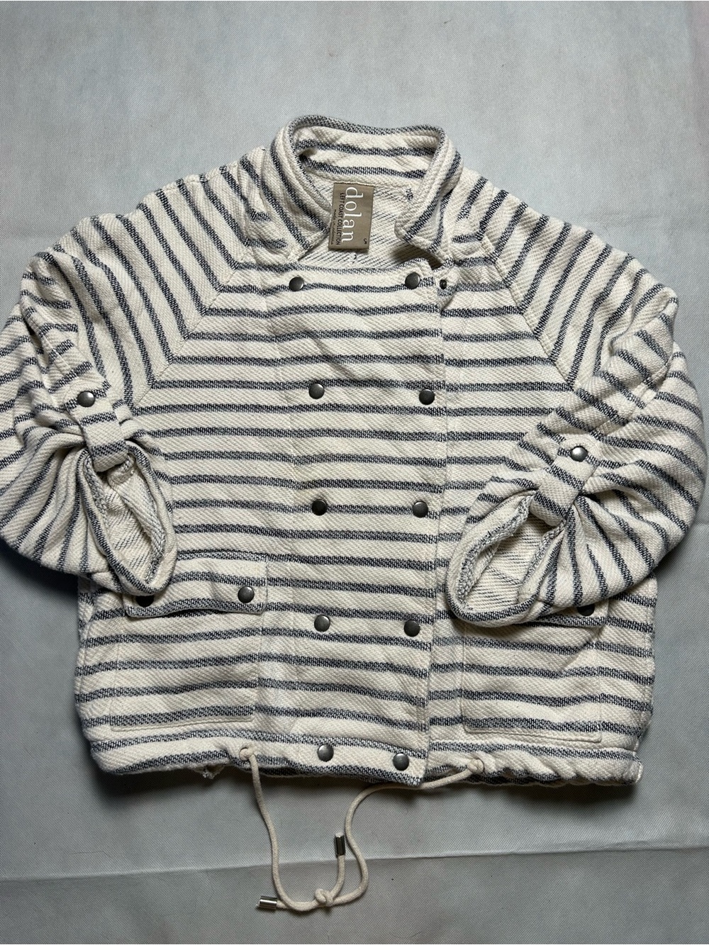 Dolan thick cotton adjustable sleeve snap front jacket size 8